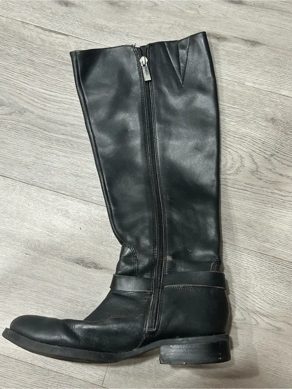 Vince Camuto Farren Boots Black Solid Tall Knee Sz 8M Leather Womens - Image 4