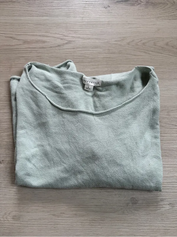 Aeropostale Light Sage Knit Boxy Fit Lightweight Sweater Size Small - Image 4