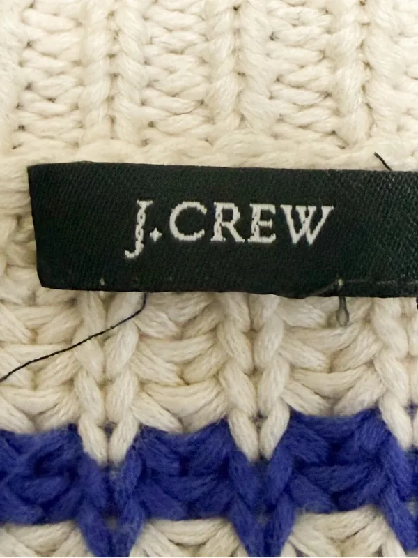 J Crew Cream Blue Purple Stripe Deep V Neck Snap Button Longer Sweater Cardigan - Image 9