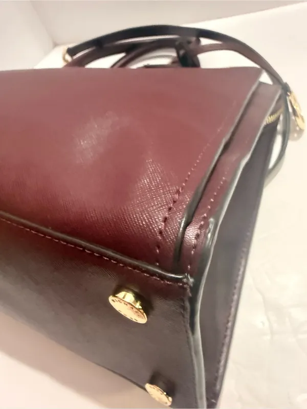 Michael Kors Wine Saffiano Leather Satchel with Gold Hardware - Image 9