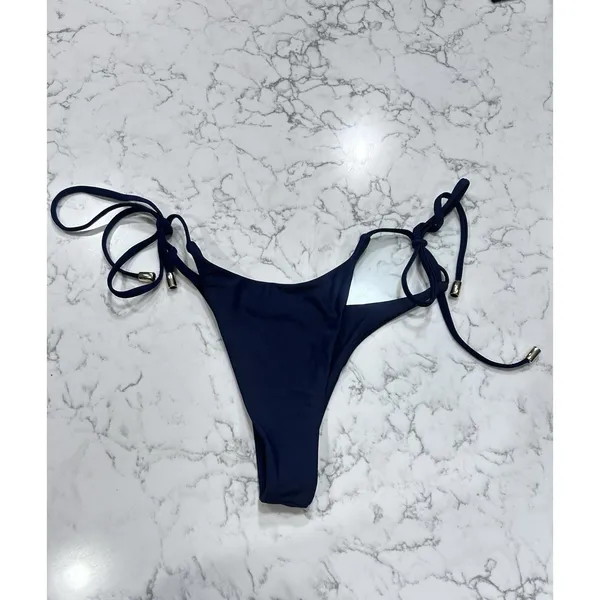 NWOT Quince Deep Navy Italian Adjustable Side-Tie Bikini Bottom Size Small - Image 3