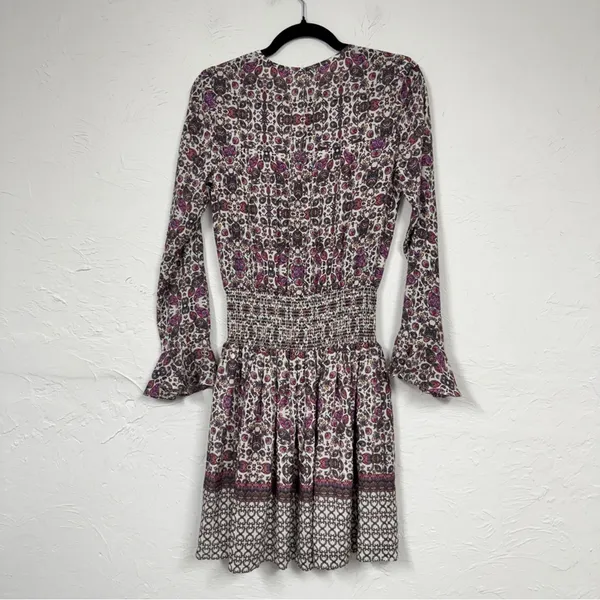 Shoshanna Purple Paisley Silk Dropped Waist Mini Dress Womens 0 Boho Coquette - Image 14