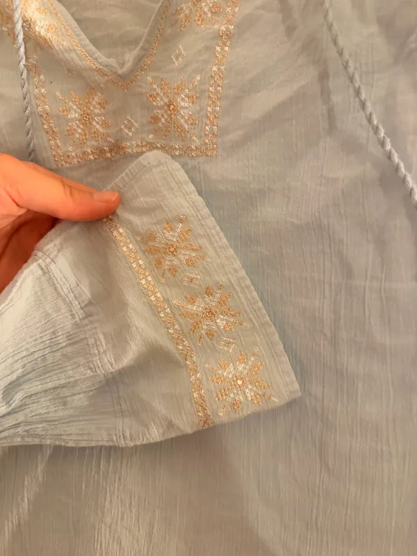 Light Blue Abercrombie & Fitch Bell Sleeve Blouse - Image 3