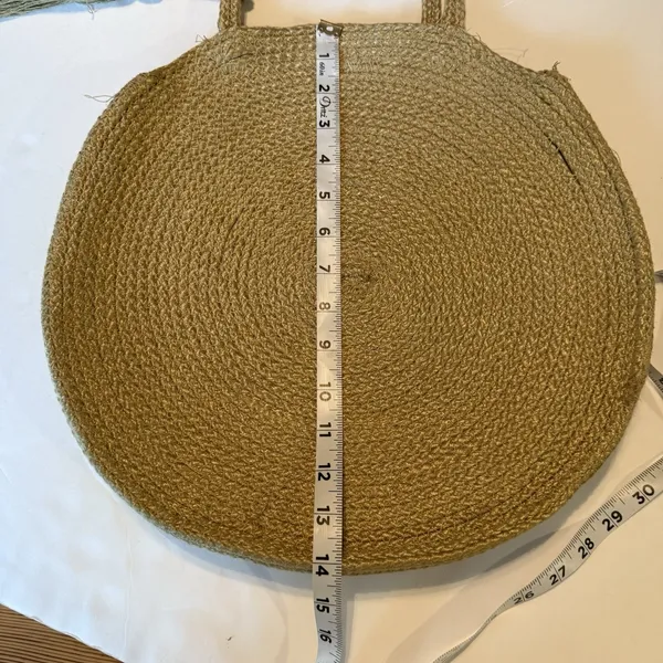 Magid‎ Large Round Bag Jute Tote Beach Purse Tassels Woven Boho Travel Excellent - Image 8