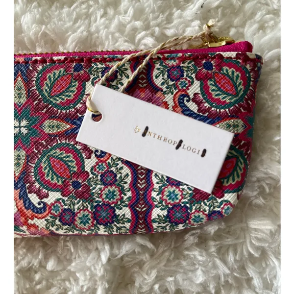 Anthropologie Paisley Print Pouch Purse NEW Cosmetic Bag Pencil Case Pinks Blues - Image 7