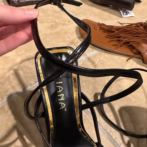 Liliana Black and Gold Strappy Heels - Image 5