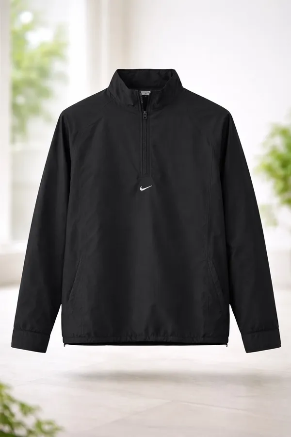 Rare Vintage Nike "Center Swoosh" 1/4 Zip Technical Windbreaker - Black - Size M - Image 2