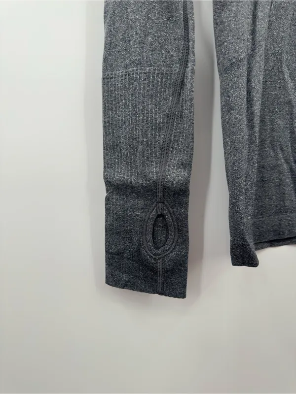 Lululemon‎ Swiftly Tech Long Sleeve Crew Heathered Black Size 6 Seamless - Image 7
