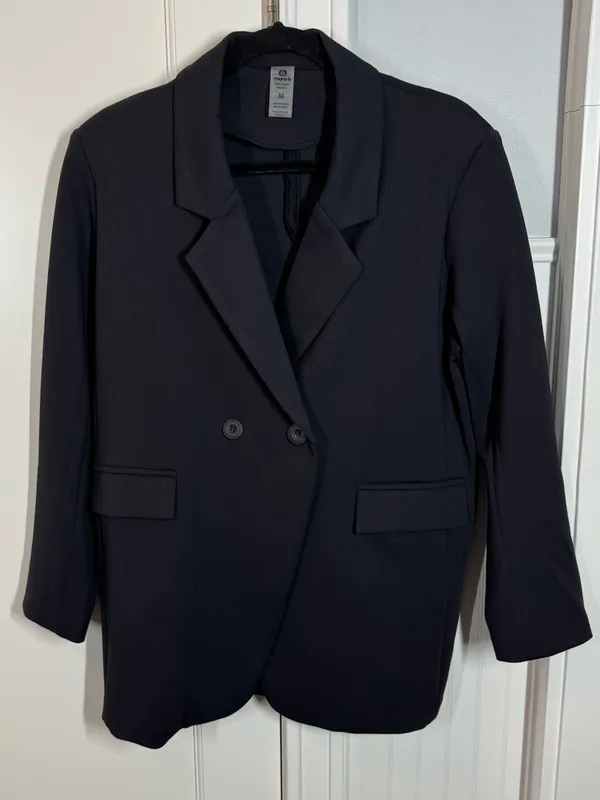 MONO B in a pinch oversized jacquard stripe blazer in black size medium‎ office - Image 2