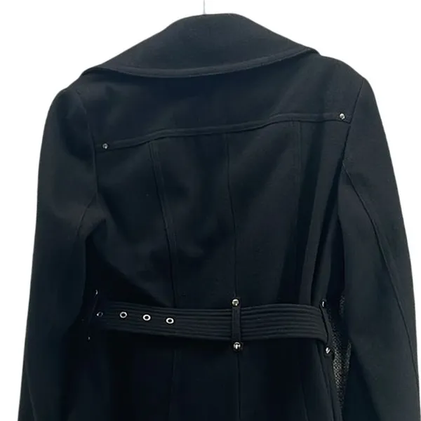 Kenneth Cole Womans Wool Trench Coat Size 10 Grunge Zip Accent‎ Modern Warm Cozy - Image 4