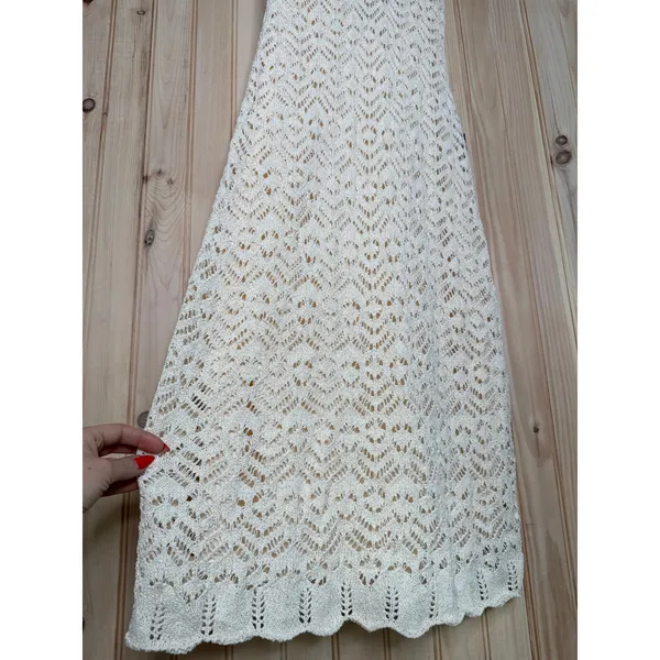 NWT Lulus Sunset Vibes Light Beige Crochet Sleeveless Midi Dress Classy Size XS - Image 5