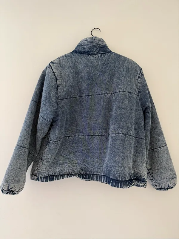 Women's Oversized Blue Puffer Denim‎ Jacket Size 3X - Image 2