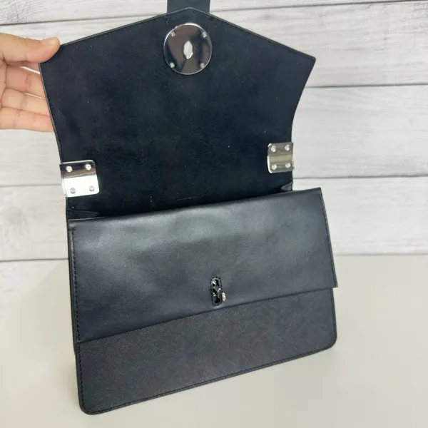 Michael Kors Greenwich Medium Black Saffiano Leather‎ Satchel Purse Handbag ONLY - Image 7