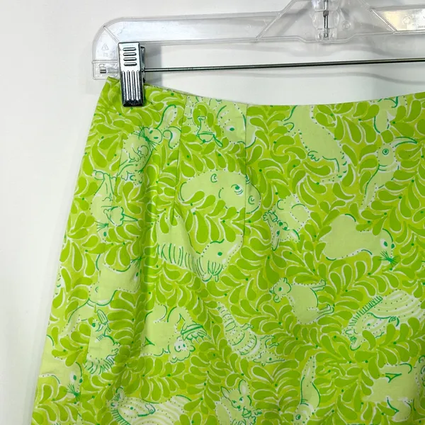 Lilly Pulitzer Size 4 Skirt VTG‎ White Label Green Animal Print Retro Cotton 464 - Image 4