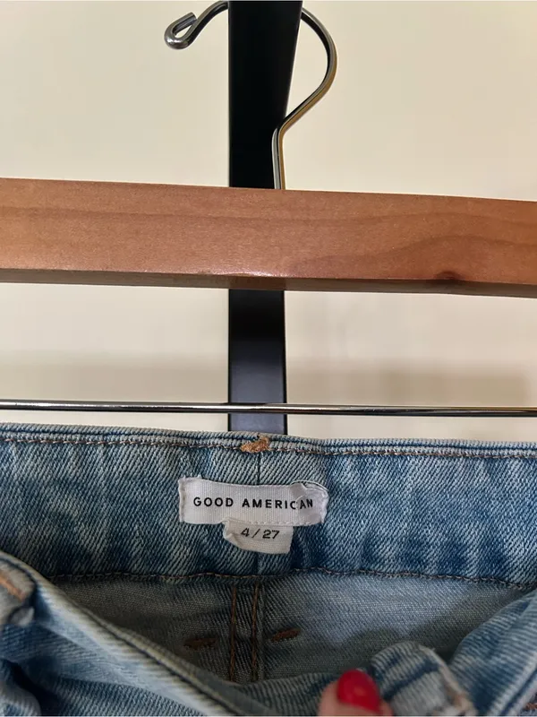 Good American Good Curve Straight Jeans High Rise Distressed Light‎ Wash 4/27 - Image 4