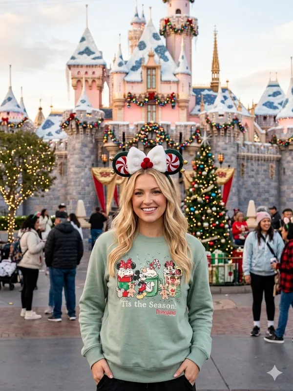 Disney Parks Christmas Sweatshirt S Tis The Season Mickey Minnie Cocoa Mint gree - Image 3