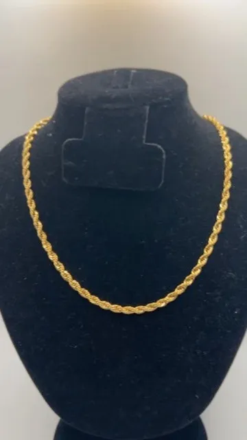 4mm Rope Chain Real Gold Mens 20 Inch Plated Everyday Sleek Solid Durable - Image 2