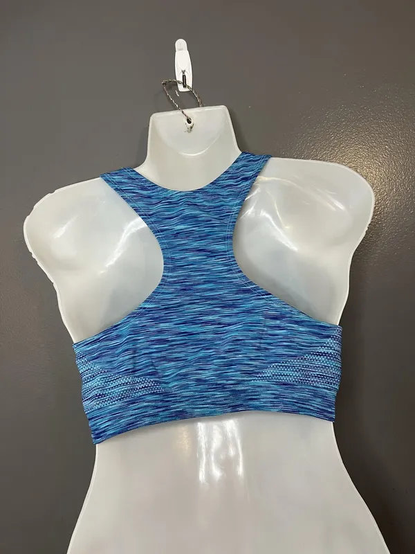 Avia Sports Bra Womens Large Blue Racerback Seamless Ventilated Stretch - Image 5