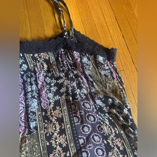 Vtg Y2K faded glory boho Fairycore brown paisley babydoll tank, size L - Image 11