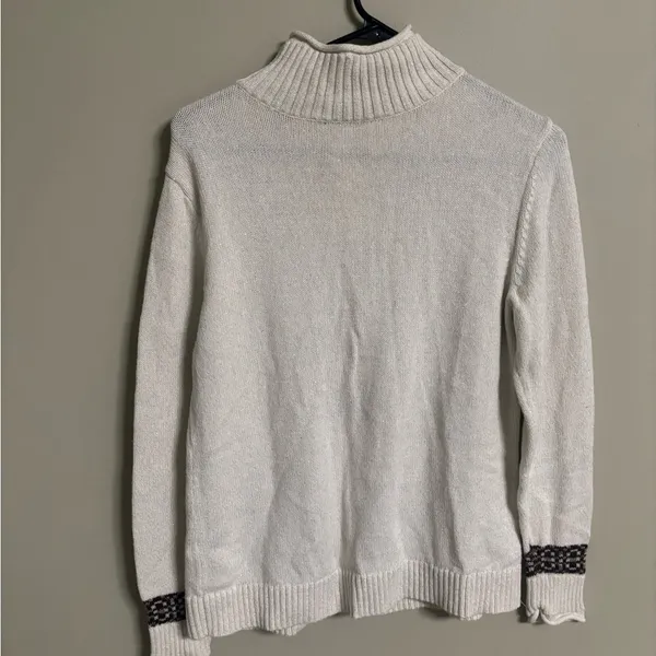 Vintage Christopher & Banks Moose Knit 1/4 Zip Cozy Sweater Size Medium Cottage - Image 4