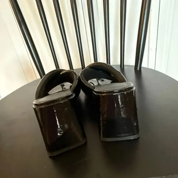 Zara black patent block heel sandals size 6 - Image 6