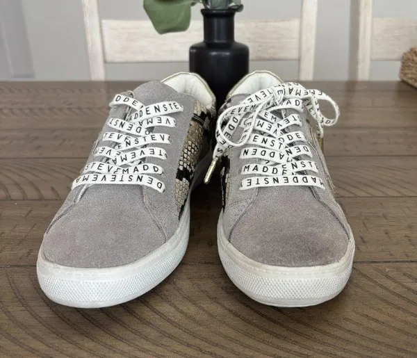 Steve Madden Women's Snake Print Sneakers - Gray and Cream - Image 4