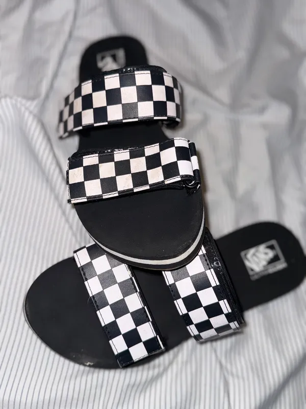 Vans Velcro Sandals Black White Checker - Image 2