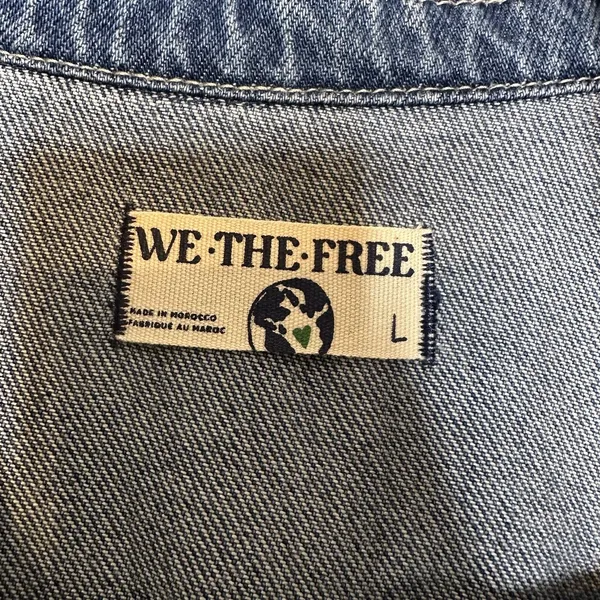 NWT Free People X Cares FP Townes Denim Jumpsuit Coverall High Noon Women's L - Image 4