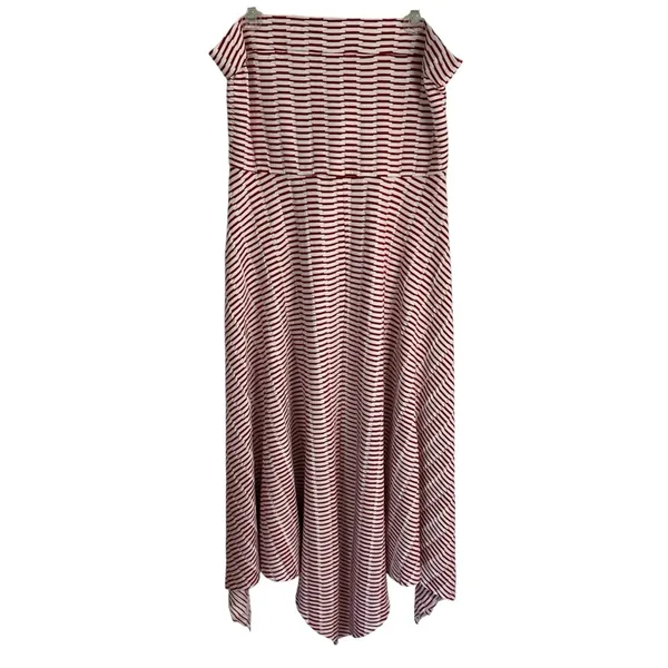Anthropologie Maeve Caleta Handkerchief Red Stripe Strapless Dress XL New - Image 3