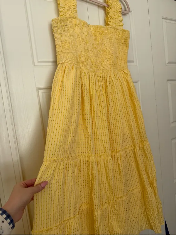 DAVI & DANI Yellow Smocked Tiered Sundress with Ruffle Straps - Image 2
