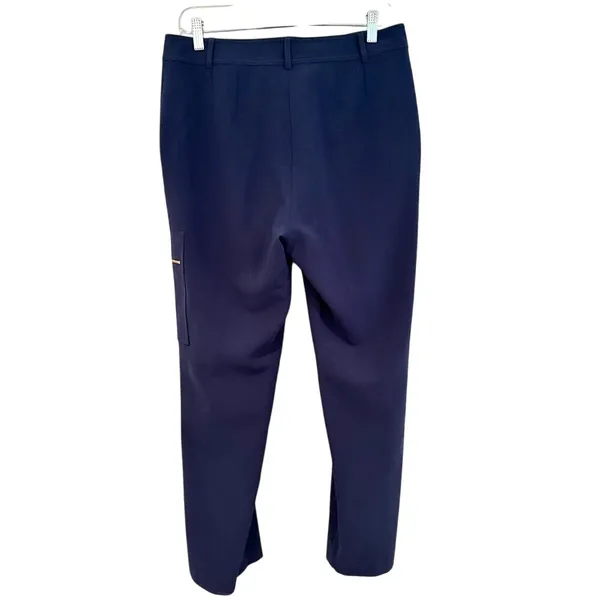 St. John Crepe Sport Zipper Straight‎ Leg Pants Women's 8 Navy Career Casual - Image 4