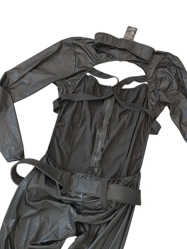 Leg Avenue Black Faux Leather Catwoman-Style Costume With Cut-Out Design Belt L - Image 3