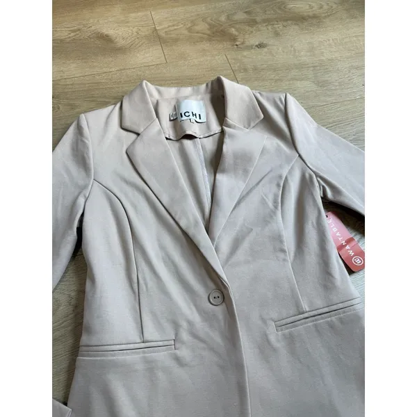 NWT ICHI Kate Knit Blazer doeskin‎ single button stretch beige $109 size S 2 - Image 4