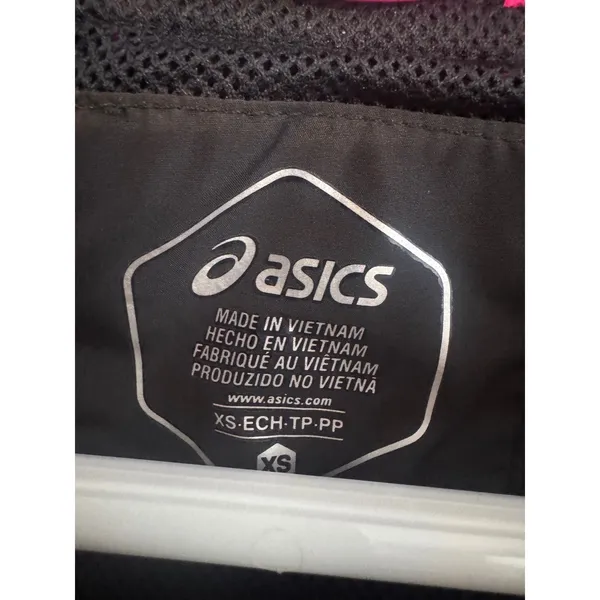ASICS Jacket Women's Hooded Running Windbreaker Black Pink XS Full Zip NWOT - Image 6