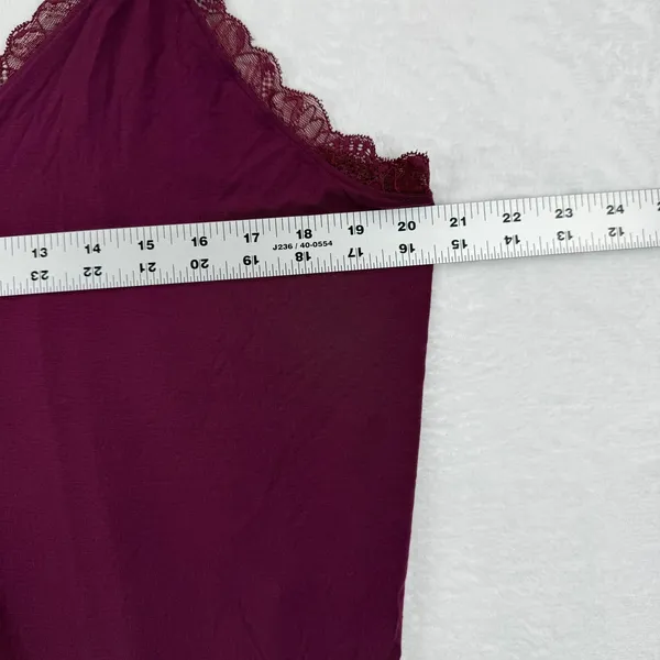 Victoria's Secret Burgundy Lace Trim Cami Top XL‎ Modal Spandex - Image 2