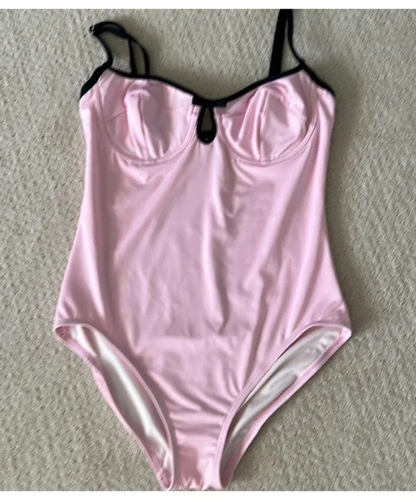 KATE SPADE Pink Underwire One Piece Lined Swimsuit XL - Image 4
