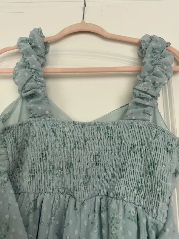 Altar’d State Blue Floral Ruched Mini Dress | Size M - Image 7