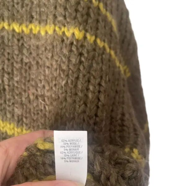 Aerie Womens Size Large Wool Mohair Blend Chunky Soft Knit Brown Striped Sweater - Image 7