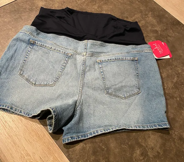 Isabel Maternity Maternity Crossover Panel Midi Jean Shorts by Ingrid & Isabel - Image 6