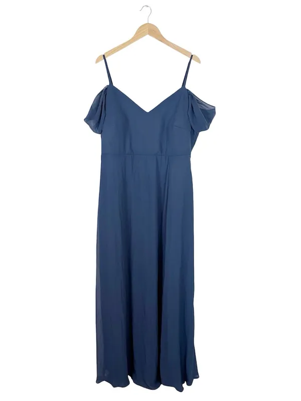 Birdy Grey Devin Convertible Dress Chiffon Women’s Plus Slate Blue Bridesmaid - Image 6