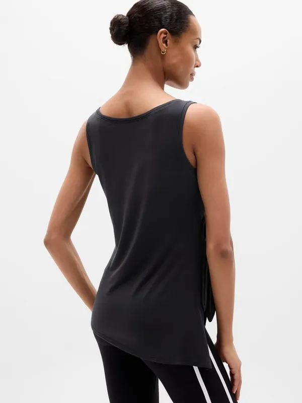 New Athleta M Move With Ease Asym Tie Tank Medium Regular Black - Image 3