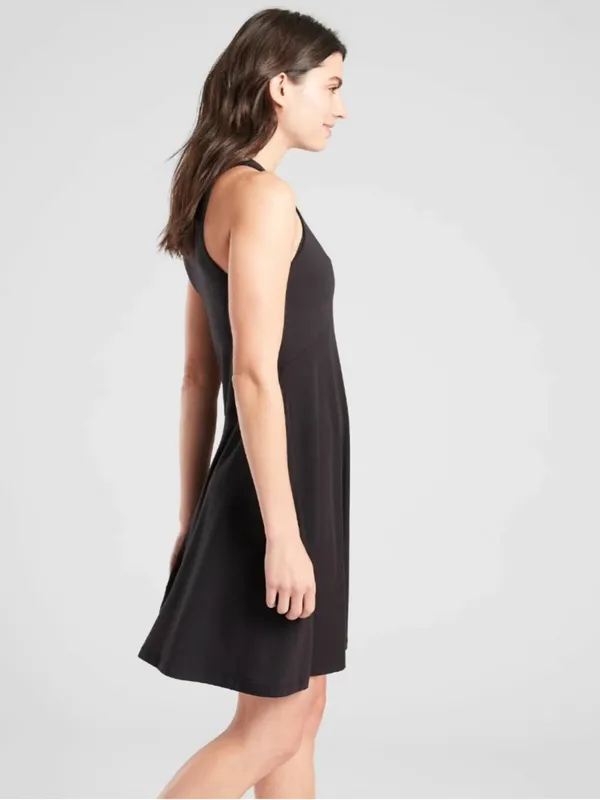 Athleta Santorini Thera Dress Sleeveless Black A-Line Dress Size Large Modal - Image 3