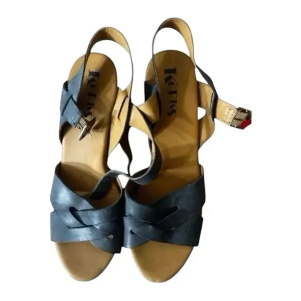 Korks Bagley Platform Sandals Size 8M Grey Leather Chunky Heeled Ankle Strap - Image 9