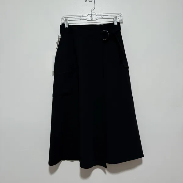 Wilfred Aritzia NEW Hana Crepe high-rise cargo wrap midi Black Skirt Size‎ 2XS - Image 2