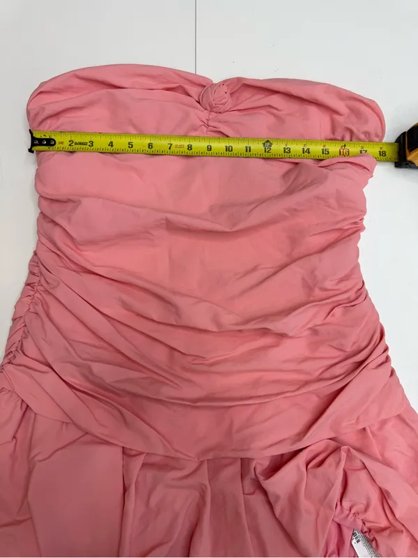 Betsey Johnson Strapless Pink Ruched Bubble Hem Dress size XL - Image 7