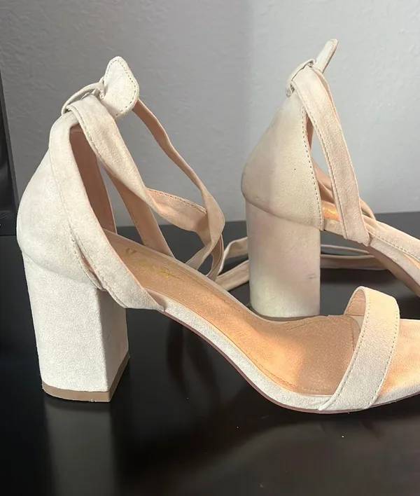 Beige Wrap Around Heels - Image 4