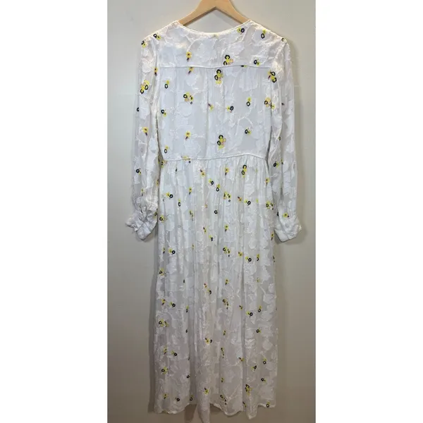 Sister Paul & Joe Maxi Dress Womens 34 Off White Floral La Crima Long Sleeve NWT - Image 5
