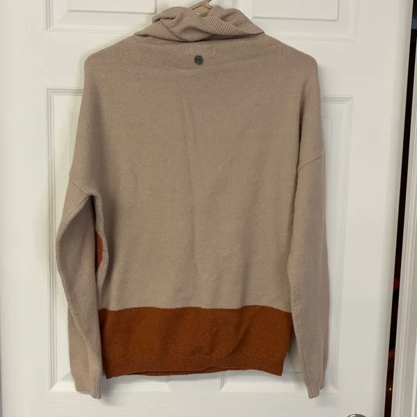 Prana Womens Organic Cotton Blend Cowl Neck Geometric Sweater Beige Rust 1967641 - Image 5