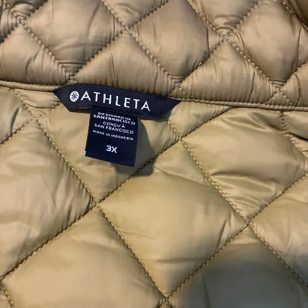 Athleta Whisper Featherless‎ Quilted Puffer Vest Olive Green Plus Size 3X - Image 3