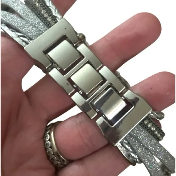 Fitbit 5 Compatible Bracelet Watchband Silver Glitter Sparkle Boho - Image 4